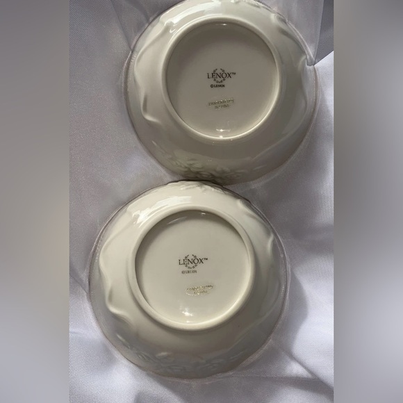 Lenox Rose Blossom Dessert Scalloped Edges Bowls (2) Ivory and Gold Accents - Picture 2 of 7